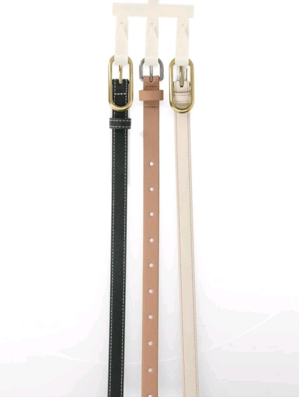 Faux Leather Belts 3 Pack Ivory Carmel Black XL